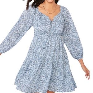 Old Navy Long-Sleeve Floral-Print Poet Mini Swing Dress for Women